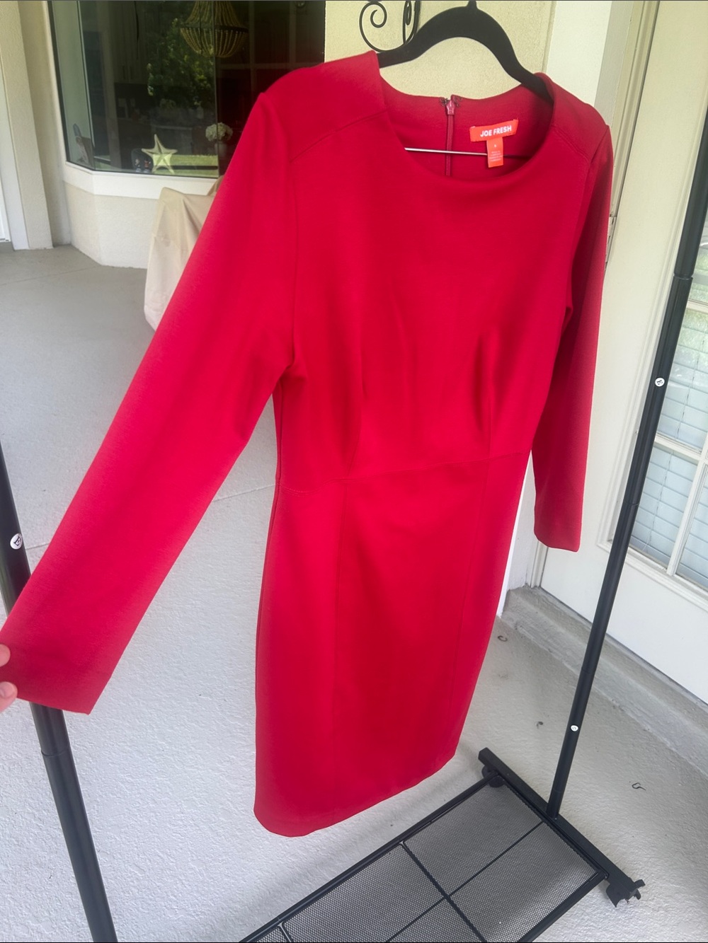 Joe Fresh Bright Red Long Sleeve Sheath Dress